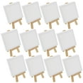 thumbnail image 1 of 12 Pack U.S. Art Supply 3" x 3" Stretched Canvas with 5" Mini Natural Wood Display Easel Kit, Artist Tripod Holder Stand, 1 of 6