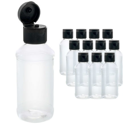 12 Pack U.S. Art Supply 4 ounce Squeeze PET Plastic Bottles with Flip Cap - BPA-free, food safe, medical grade plastic