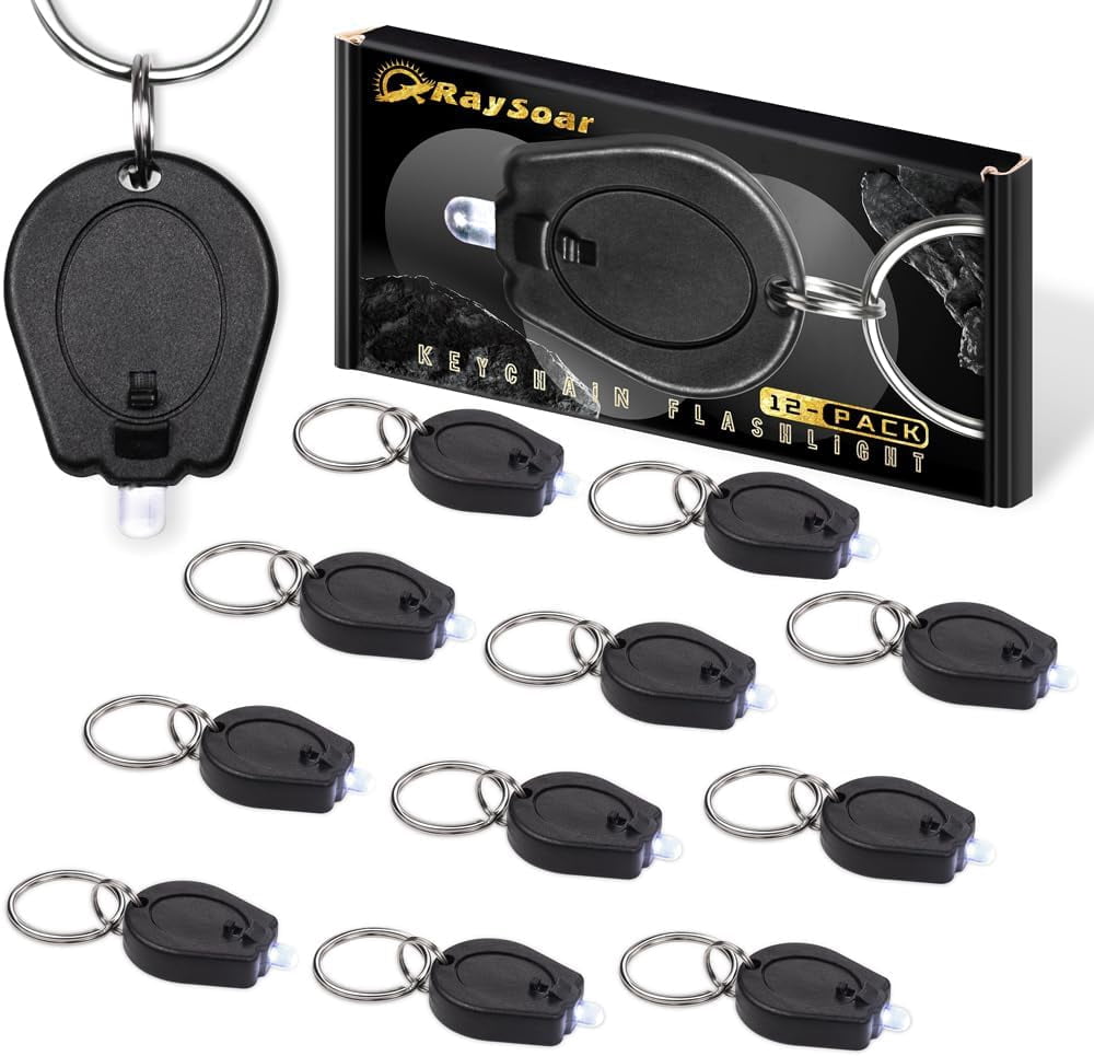 12 Pack Ultra Bright Mini LED Keychain Flashlight, Small Key Ring Portable Light