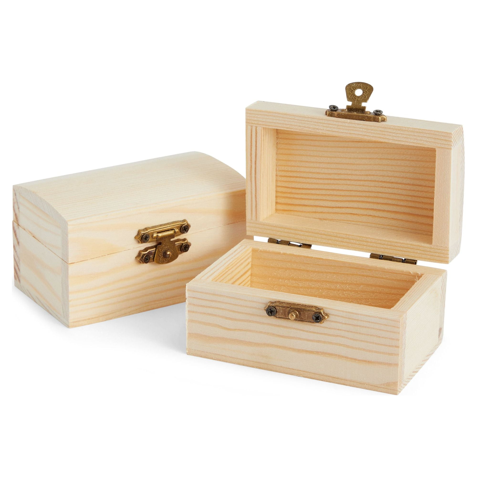 Rustic Pine Treasure Chest Craft Boxes 12-Pack