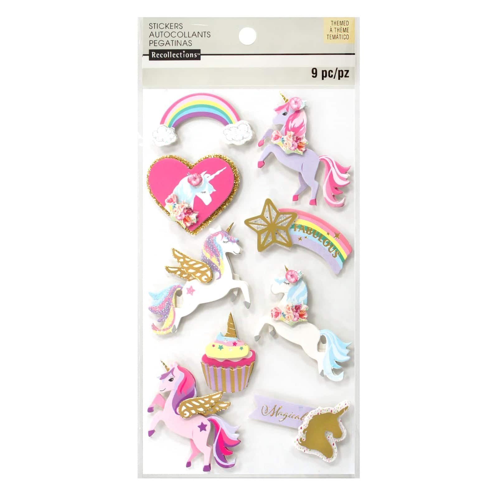 Recollections Unicorn Dimensional Stickers, 12 Pack