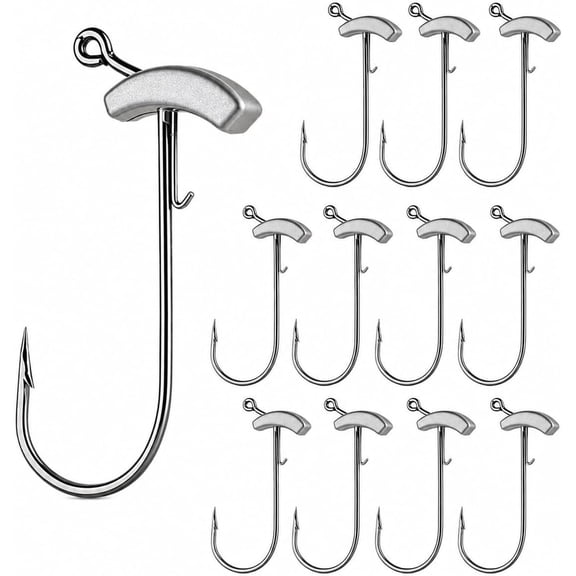 12 Pack Urchin Bait Hooks, Weighted Sea Urchin Hooks with Barbed Bait Keeper, 3 Sizes 1/0, 4/0 & 5/0 for Fuzzy-Style Soft Plastics and Fishing