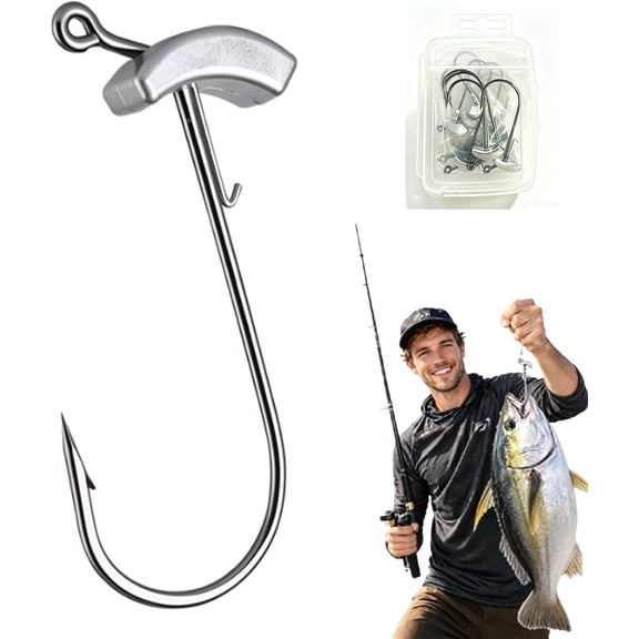 12 Pack Urchin Bait Hooks with Barbed Bait Keeper, Weighted Sea Urchin Hooks, 3 Sizes 1/0, 4/0 & 5/0 for Fuzzy-Style Soft Plastics and Bass Fishing