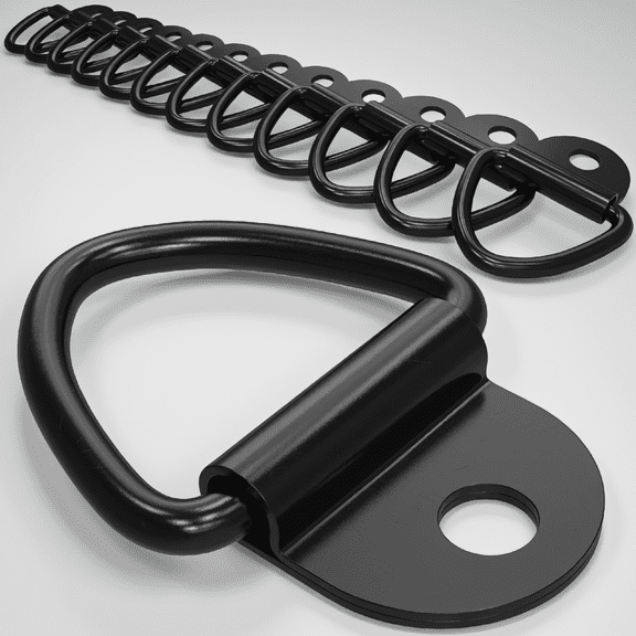 12-Pack V- Tie Down Anchors, 2-Inch Bolt- Steel Cargo Anchors for Trailer, Truck, Warehouse and Boat, Black