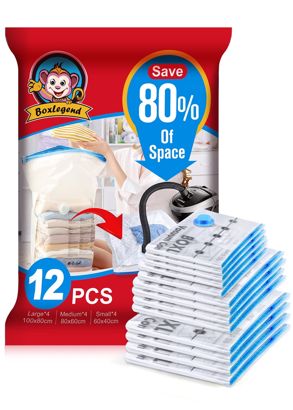 12 Pack Vacuum Storage Bags Compression Bags Vacuum Sealer Bags for