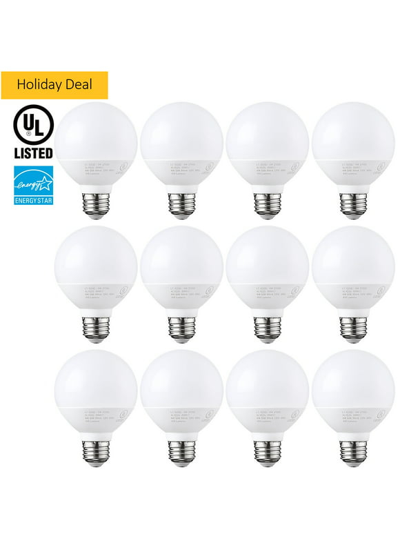 12-Pack Vanity Light Bulbs, G25 Globe LED Dimmable Bulb, 6W(40W Eqv.), E26 Base, 2700K Soft White