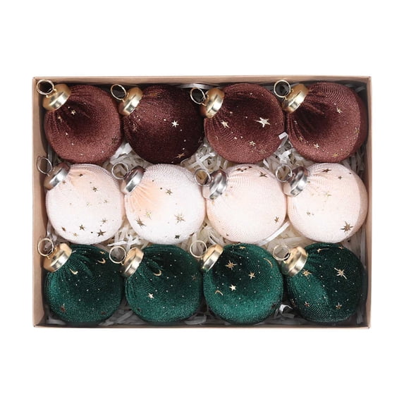 12-Pack Velvet Christmas Ball Ornaments – Soft Flocked Holiday Decorations for Christmas Tree, Baby Shower, First Christmas, Birthday Party, Home Décor