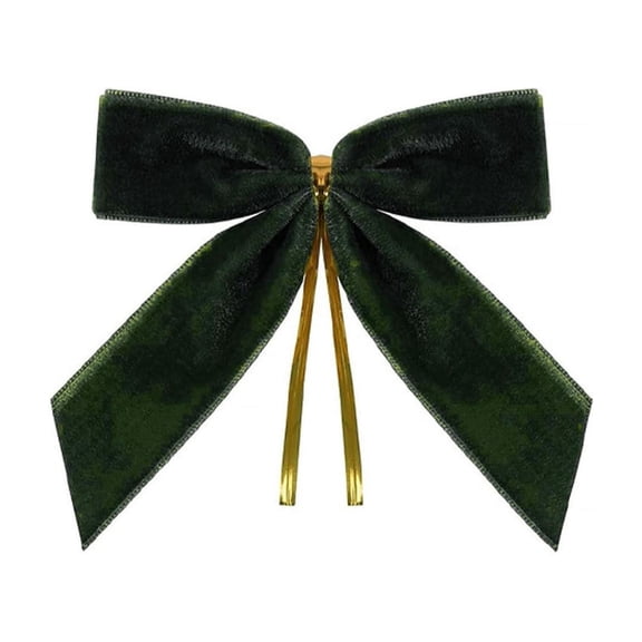 12 Pack Velvet Christmas Bows, Decorative Fabric Bows with Metal Fastener for Christmas Tree Wreath Garland Gift Wrapping Home Decor.Army Green