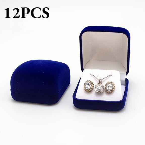 12 Pack Velvet Jewelry Gift Boxes for Necklaces and Earrings, Curved Jewelry Packaging Cases with Soft Insert for Pendants, Bracelets and Jewelry Display Storage in Assorted Colors