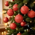thumbnail image 1 of 12 Pack Vintage Christmas Ornaments, 8Cm Embossed Gold Shatterproof Baubles, Antique Style Hanging Tree Decor Balls for Xmas Holiday Display, Red, 1 of 6