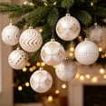 thumbnail image 1 of 12 Pack Vintage Christmas Ornaments, 8Cm Embossed Gold Shatterproof Baubles, Antique Style Hanging Tree Decor Balls for Xmas Holiday Display, White, 1 of 6
