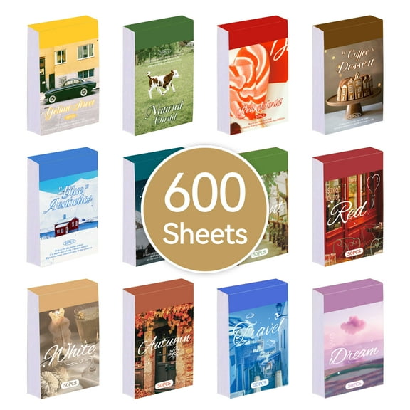 12 Pack Vintage Washi Sticker Book Set 600 Pcs Retro Scrapbook Stickers for Journaling Bullet Journal DIY Craft Supplies Christmas Valentine Gifts