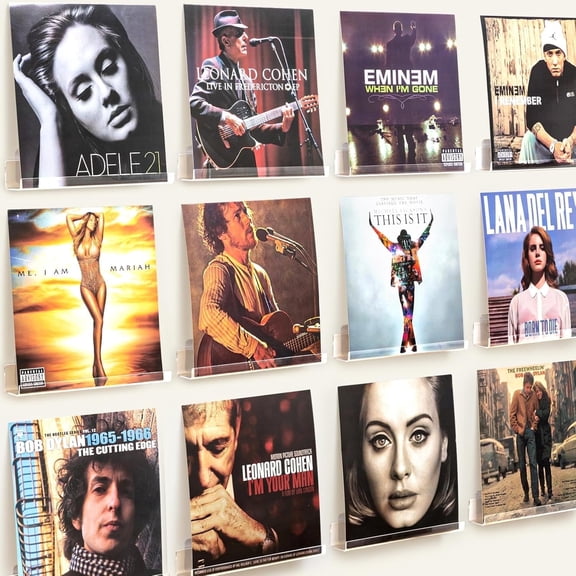 12 Pack Vinyl Record Holder, 12" Vinyl Wall Mount Shelf, Record Holder for Display and Storage, Floating Shelves for Wall, Living Room,Bedroom, Black