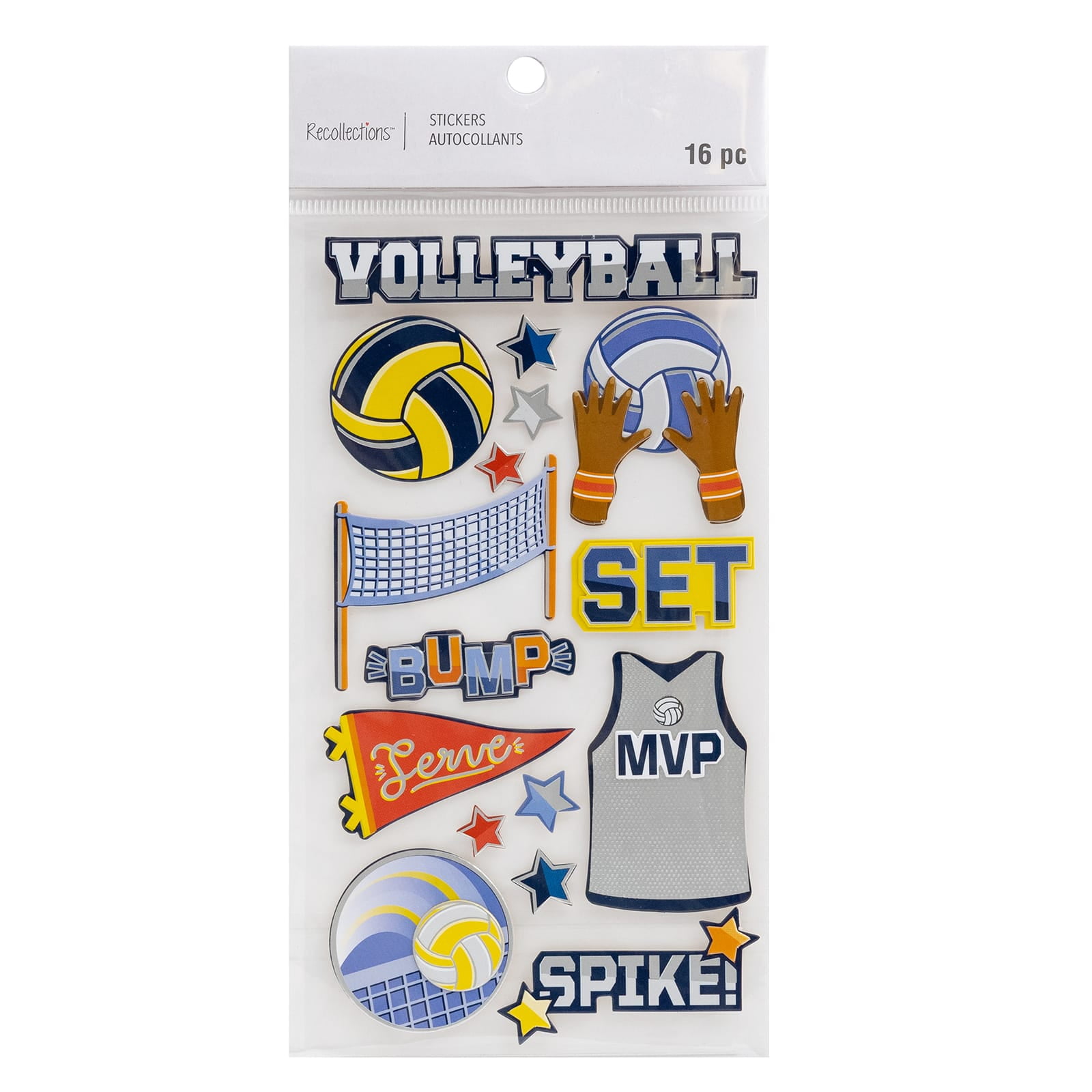 Recollections Volleyball Stickers, 12 Pack