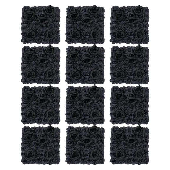 12-Pack Wall-Mounted Black Rose Flower Wall Panels 14.9614.96in 36 Blooms Each for Indoor Outdoor Wedding Decor