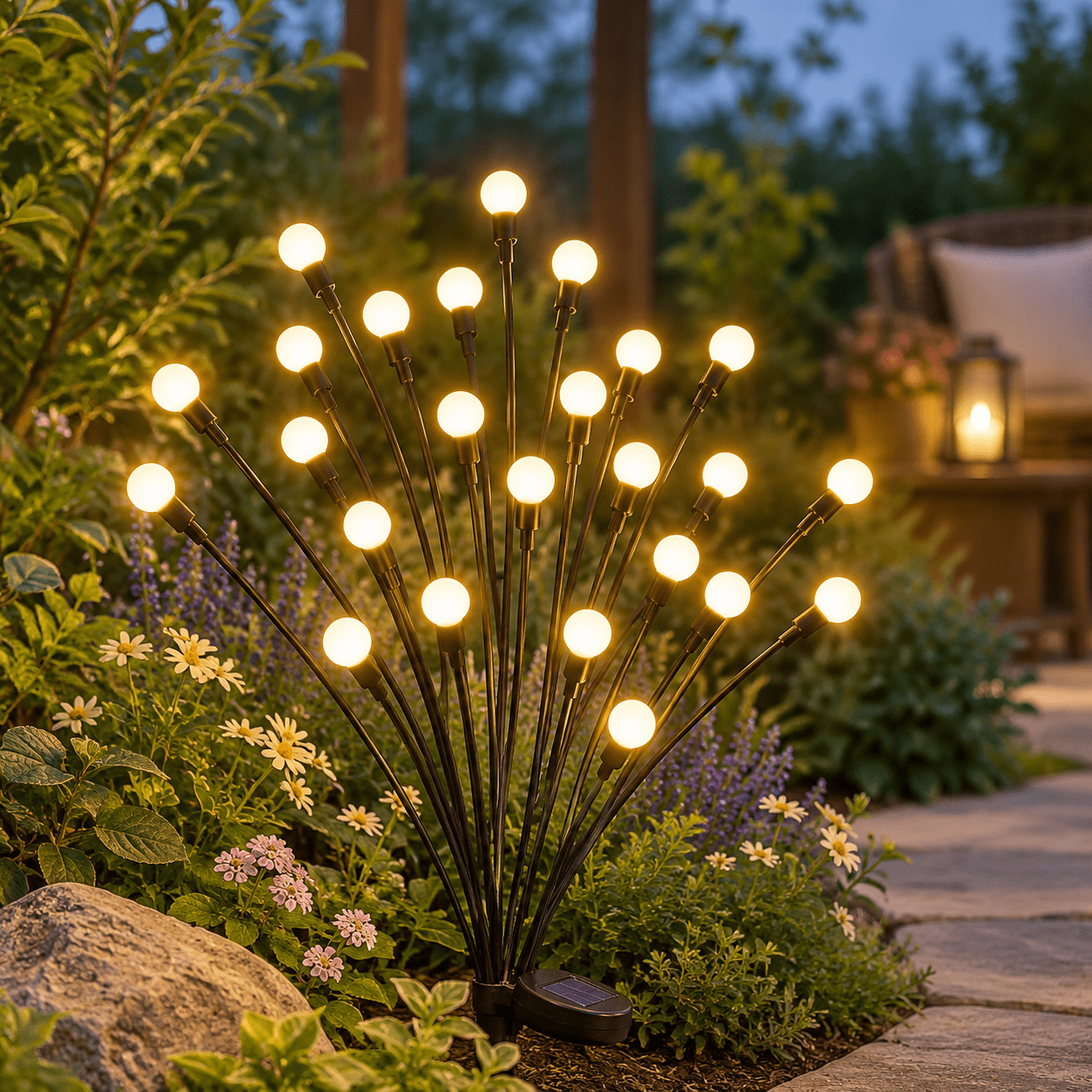Weatherproof Firefly 12 Pack Warm White Solar Firefly Outdoor Garden Lights for Landscape ...