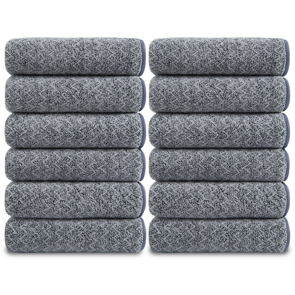 12-Pack Washcloths Set, 13"x13" Luxurious Dish Towels Ultra Soft Face Towels Quick Dry Kitchen Towel Bundle Absorbent Wash Cloths(Dark Gray)