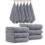 12-Pack Washcloths Set, 13"x13" Luxurious Dish Towels Ultra Soft Face Towels Quick Dry Kitchen Towel Bundle Absorbent Wash Cloths(Dark Gray)