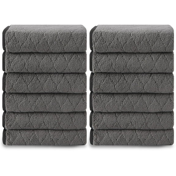 12 Pack Kitchen Washcloths, 13"x13" Large Thick Dishcloths for Drying Dishes, Ultra Soft Microfiber Towels Quick Dry Super Absorbent Wash Cloths Set for Kitchen Cleaning (Dark Brown)