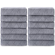 12 Pack Kitchen Washcloths, 13"x13" Large Thick Dishcloths for Drying Dishes, Ultra Soft Microfiber Towels Quick Dry Super Absorbent Wash Cloths Set for Kitchen Cleaning (Dark Gray)