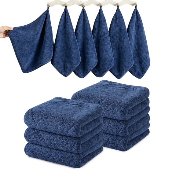 12 Pack Kitchen Washcloths, 13"x13" Large Thick Dishcloths for Drying Dishes, Ultra Soft Microfiber Towels Quick Dry Super Absorbent Wash Cloths Set for Kitchen Cleaning (Navy)