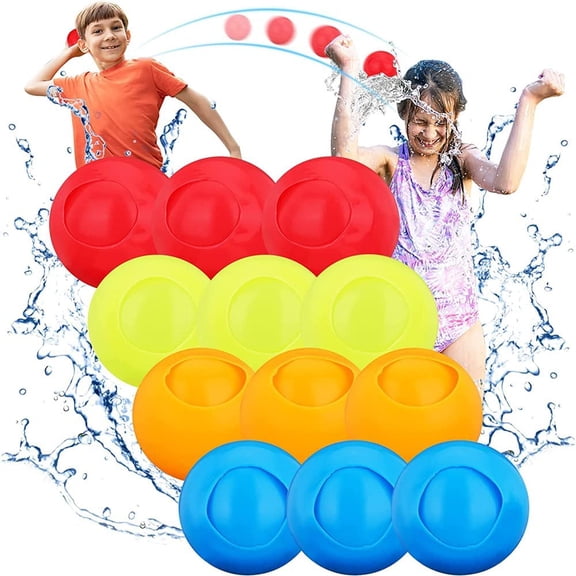 12 Pack Water Balls for Pools, Refillable Quick Fill Self Sealing Balls, Summer Water Parks for Pool and Backyard Fun, Summer Water Fighting Games Parties