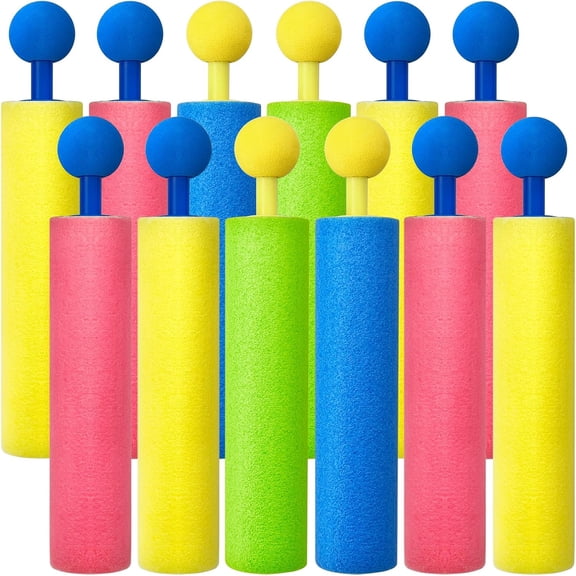 12 Pack Water Guns for Summer Outdoor Activities, Foam Water Guns Blaster Set, Colorful Squirt Guns Bulk for Beach Water Games & Pool Party Fun (4 Colors)