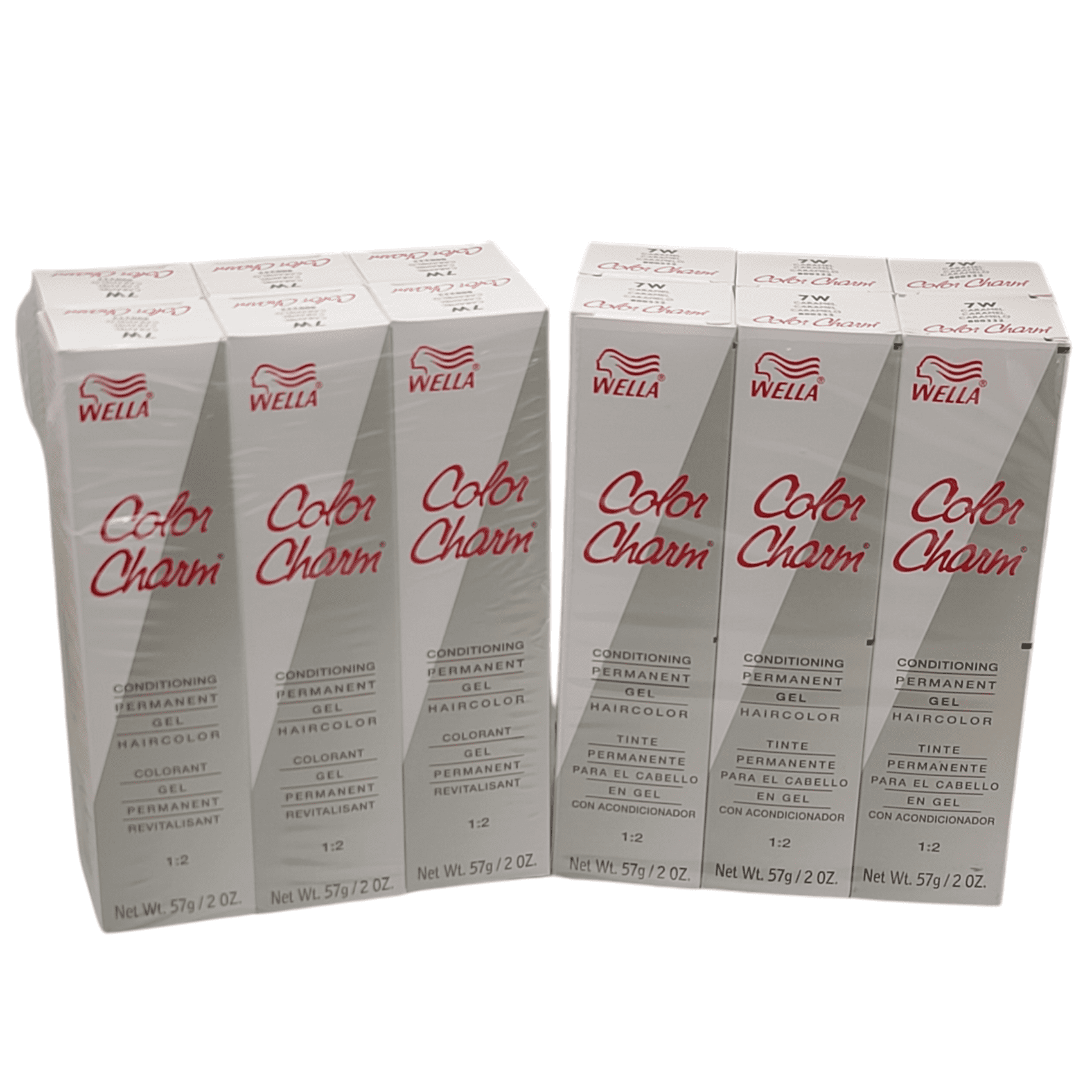 12 Pack Wella Color Charm Permanent Gel Hair Color 7W Caramel - 2 oz ...