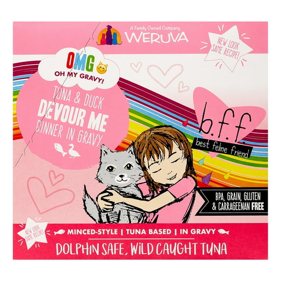 (12 Pack) Weruva BFF Devour Me Tuna & Duck in Gravy Adult Grain-Free Wet Cat Food, 3 oz. Cans