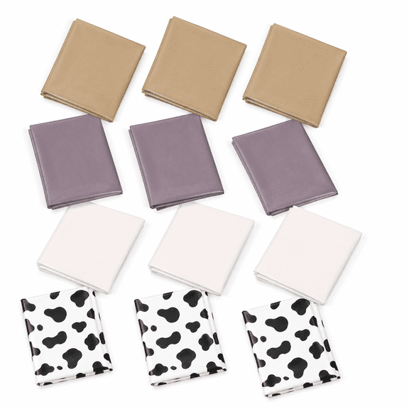 12-Pack Western Plastic Tablecloths, Cow Print & Brown Disposable Table Covers for Rodeo Theme Parties, Birthdays, Picnics & Outdoor Events