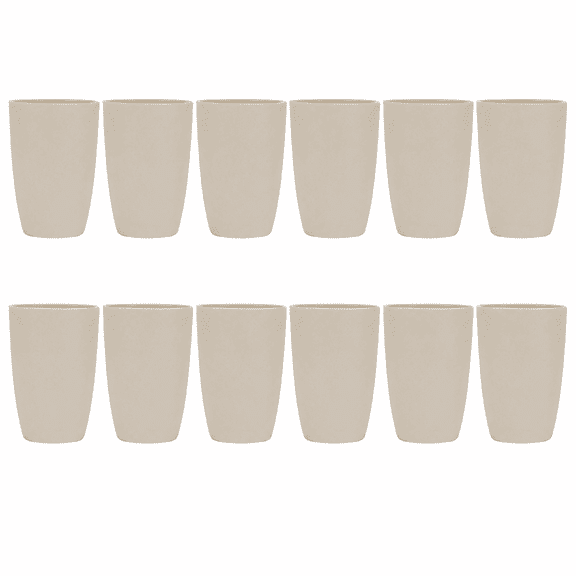12-Pack Wheat Straw Cups 12 oz, Unbreakable BPA-Free Reusable Drinking Tumblers Beige
