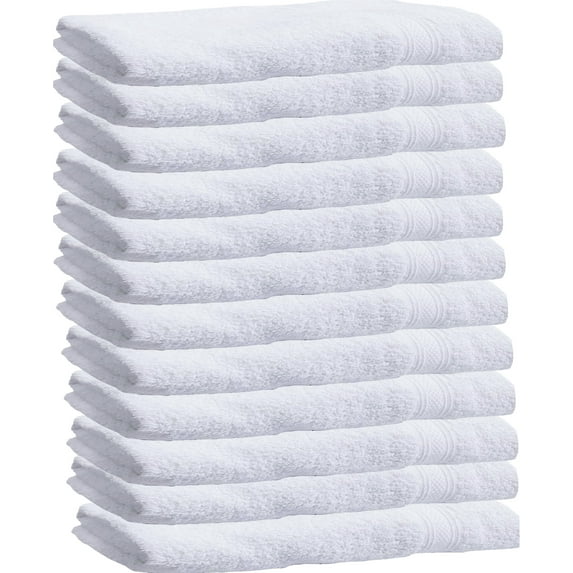 12 Pack White 16x27 100% RS Cotton Loop Hand Towels Salon/Gym/Hotel Super Absorbent Best for Gym, Bathroom, Kitchen, Home or Commercial use, by Towels N More