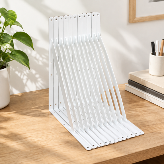 12 Pack-White 22''x12'' Heavy Duty Metal Shelf Support Brackets with Screws