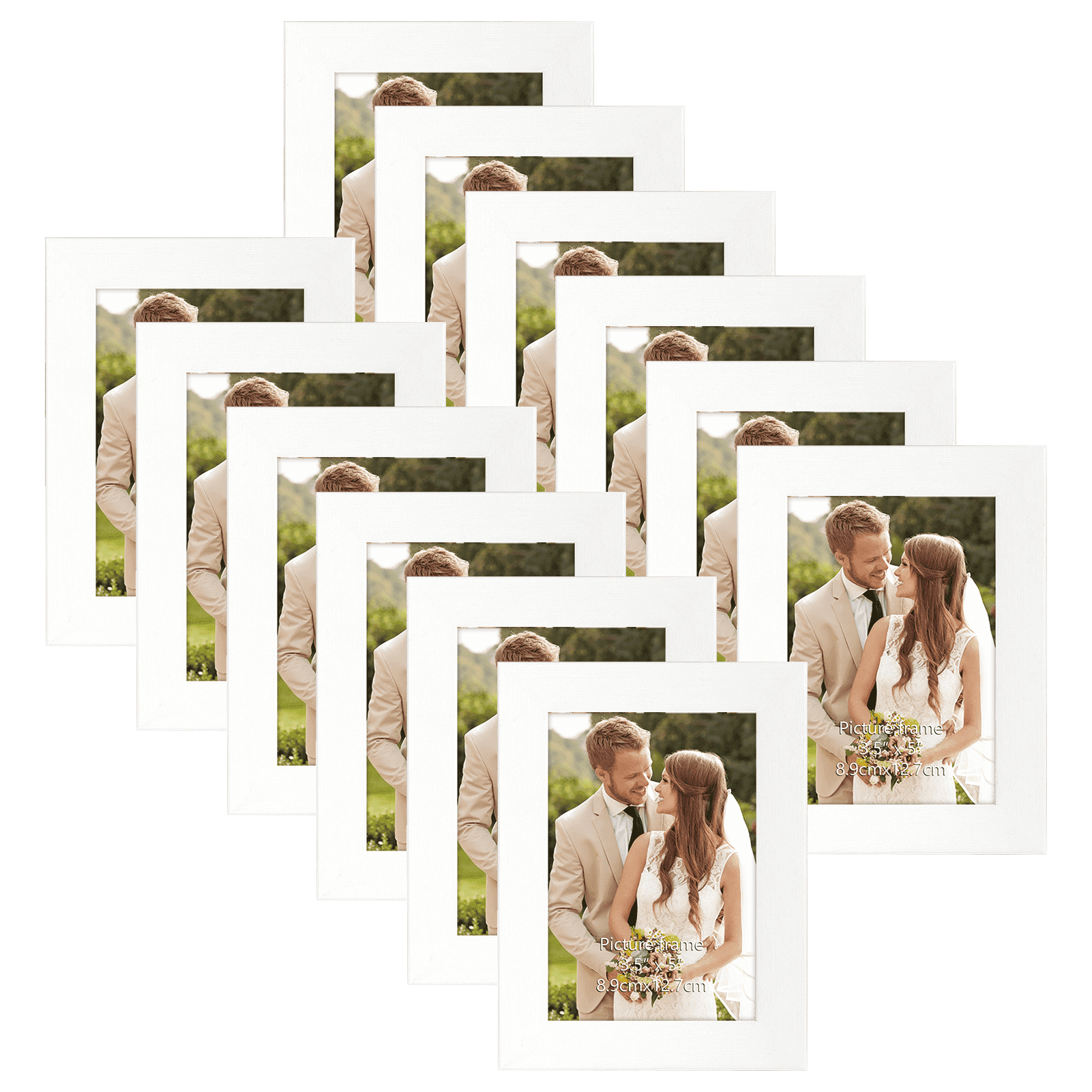 12 Pack White 3.5x5 Picture Frame Set, 3.5 by 5 Photo Frame for Wall or Tabletop Display