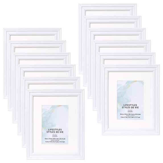 Studio Decor White 5" x 7" Frame with Mat, Lifestyles, 12 Pack