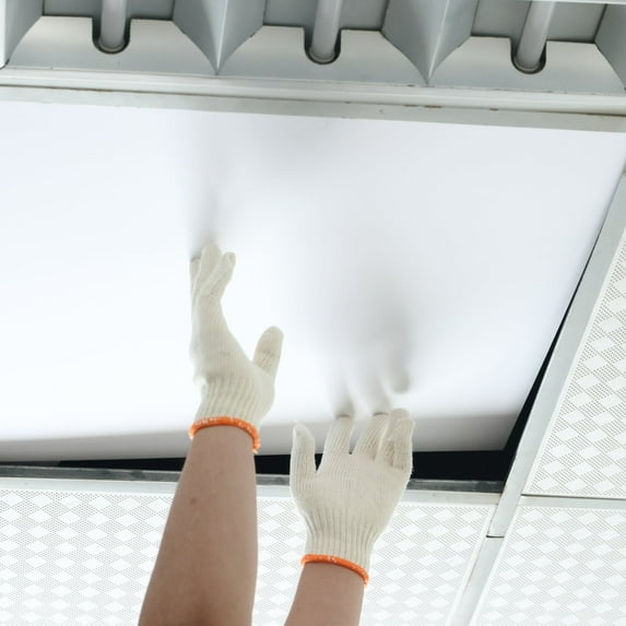 12-Pack White Ceiling Panel 2ft x 2ft (24in x 24in), Waterproof and Fireproof PVC Smooth Drop Ceiling Tile