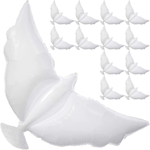 12-Pack White Dove Balloons Memorial Release In The Sky With Biodegradable Polyolefin Material For Funerals, Heaven, And Celebration Of Life Events