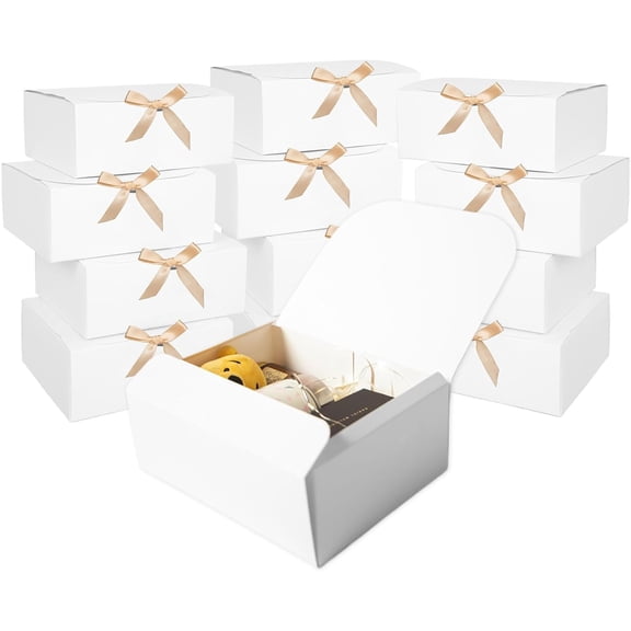 12 Pack White Gift Boxes with lids bulk, Bridesmaid Proposal Box with Ribbon, Gift Boxes for Wedding, Christmas, Valentine's Day,Birthday,Baby Shower and the other Parties (10''x 8'' x 4'')