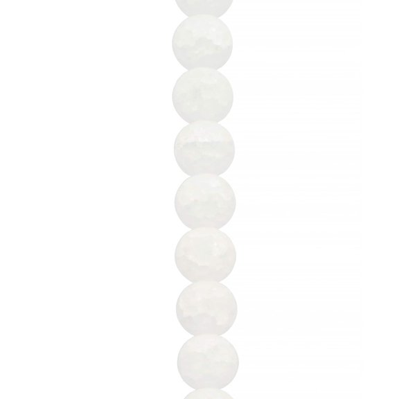 Bead Landing White Matte Crackled Quartz Round Beads, 12mm, 12 Pack