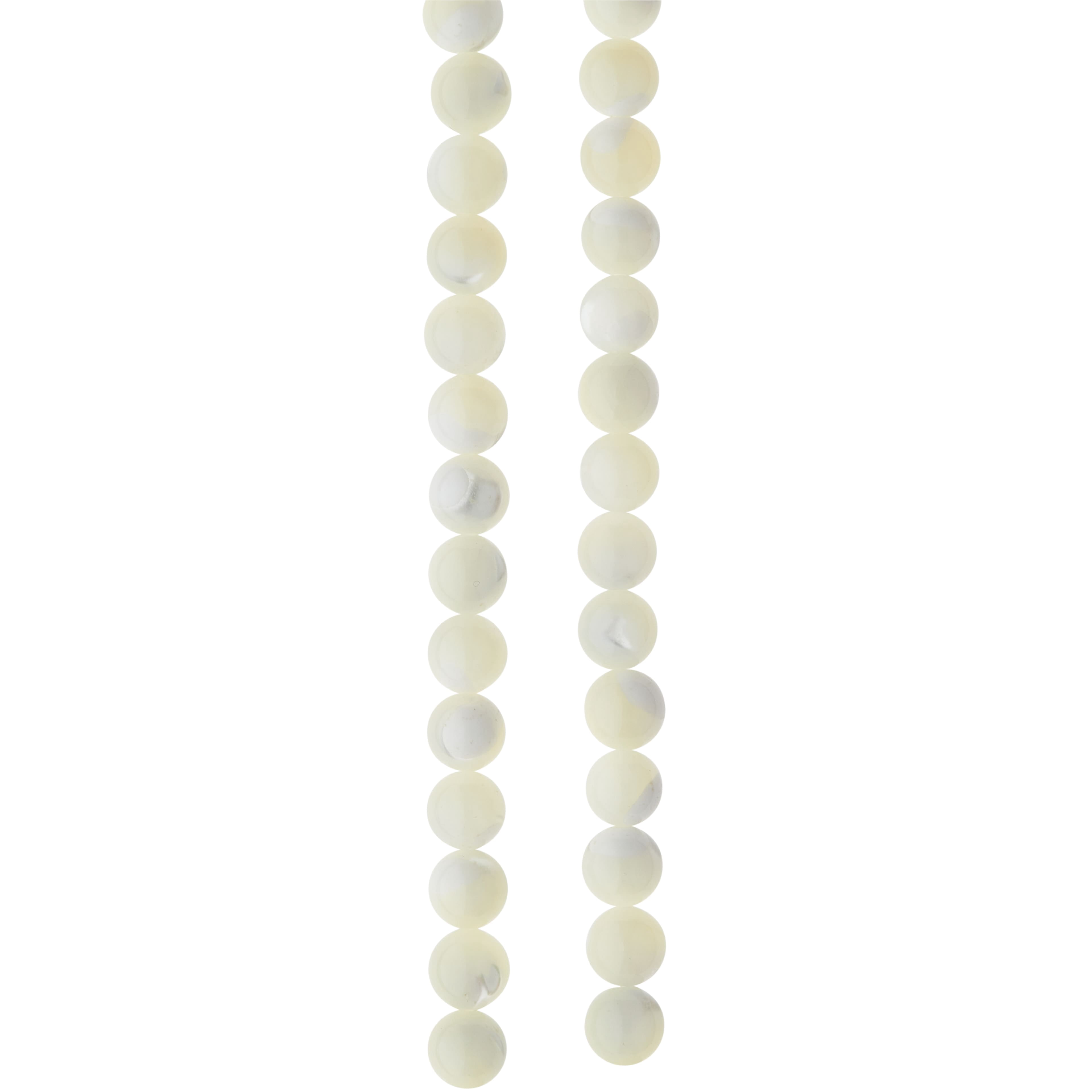 Bead Landing White Mother of Pearl Round Beads, 6mm, 12 Pack