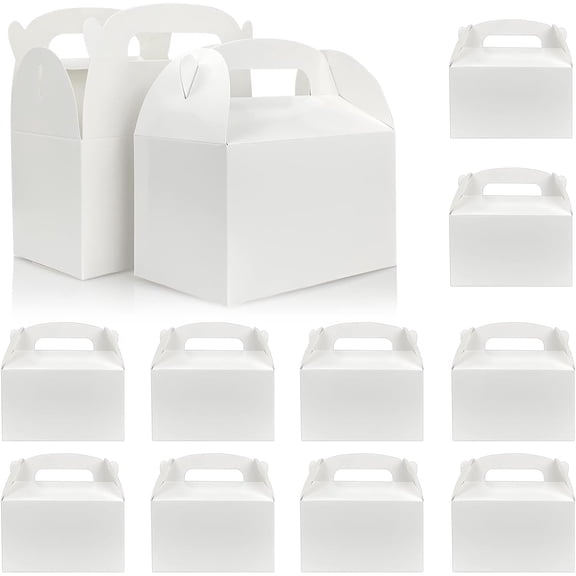 12 Pcs White Party Treat Boxes, Small Goodie Boxes ,Paper Treat Boxes,Kraft Paper Gift Box for Christmas Party Decorations Birthday Party Favors (White,6.5x3.5x3.5 Inches)