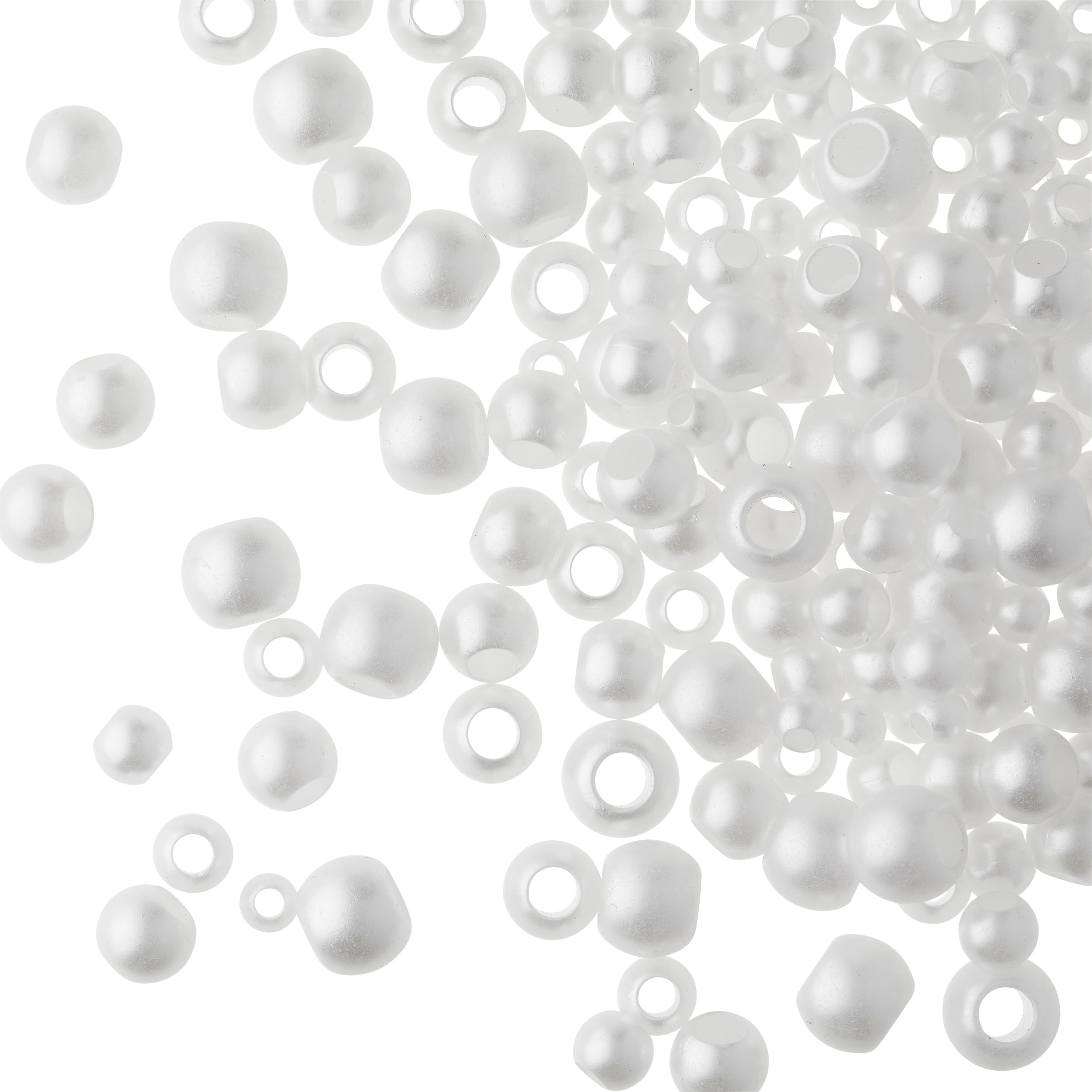 Bead Landing White Pearl Plastic Round Craft Beads, 12 Pack