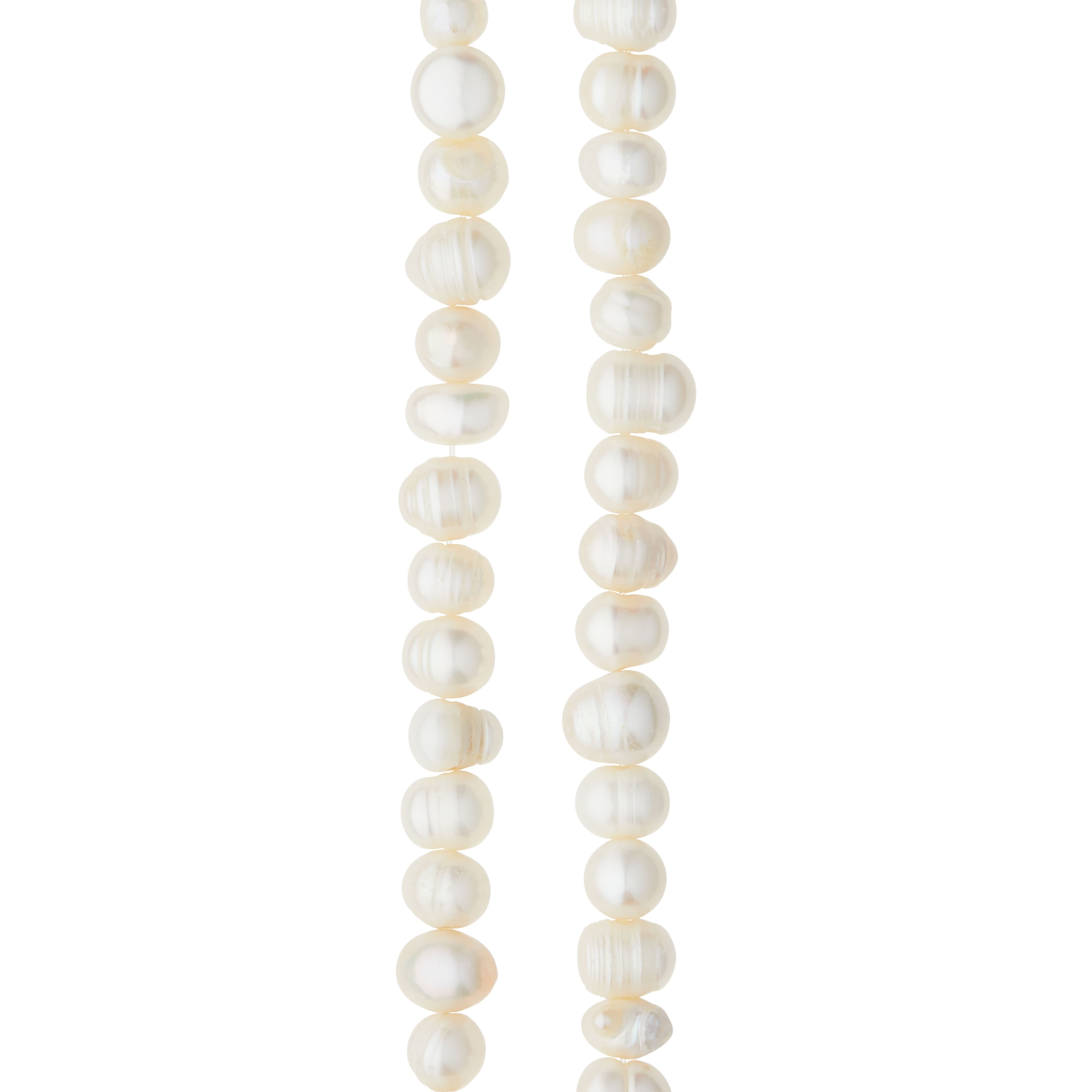 Bead Landing White Pearl Rondelle Beads, 8mm, 12 Pack