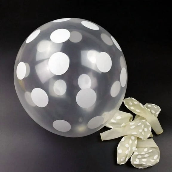 12 Pack White Polka Dots Clear Balloons Birthday Baby Shower Party Decor 12"