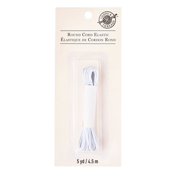 Loops & Threads White Round Cord Elastic, 12 Pack