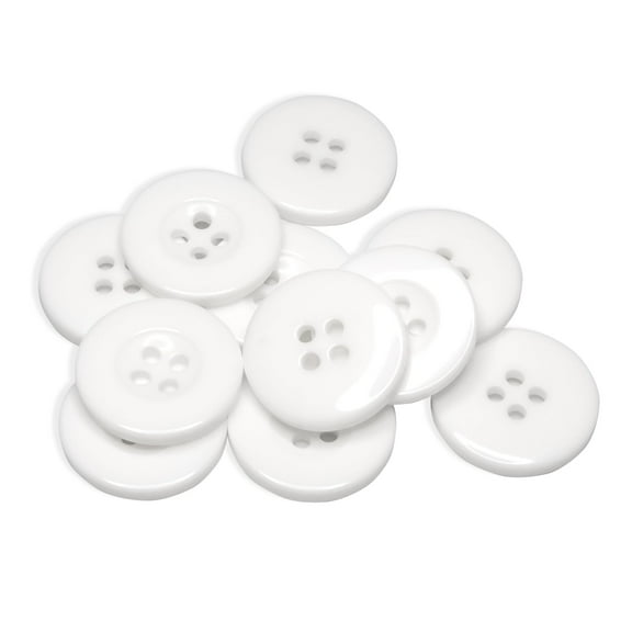 12 Pcs White Plastic 0.75 inch 4 Hole Buttons for Sewing, Uniform, Clothing, Arts & Crafts