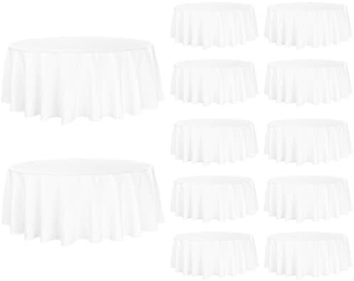 12 Pack White Round Tablecloth 90 Inch Round Table Covers Bulk Washable
