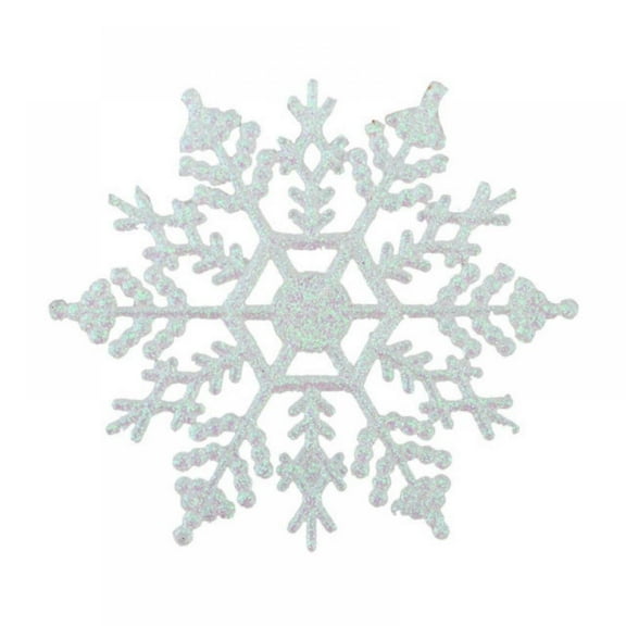 12 Pack White Snowflake Ornaments Plastic Glitter Snow Flakes Ornaments for Winter Christmas Tree Decorations Size Varies Craft Snowflakes