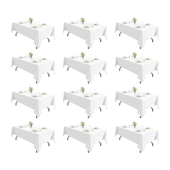 12 Pack White Table Cloth Rectangle Tablecloths 60X102 Inch,Polyester Table Cloth for 6 Foot Rectangle Tables,Wrinkle Resistant Washable Fabric Table Covers for Party,Wedding Banquet