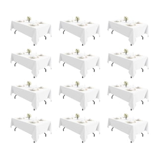 12 Pack White Table Cloth Rectangle Tablecloths 60X102 Inch,Polyester Table Cloth for 6 Foot Rectangle Tables,Wrinkle Resistant Washable Fabric Table Covers for Party,Wedding Banquet